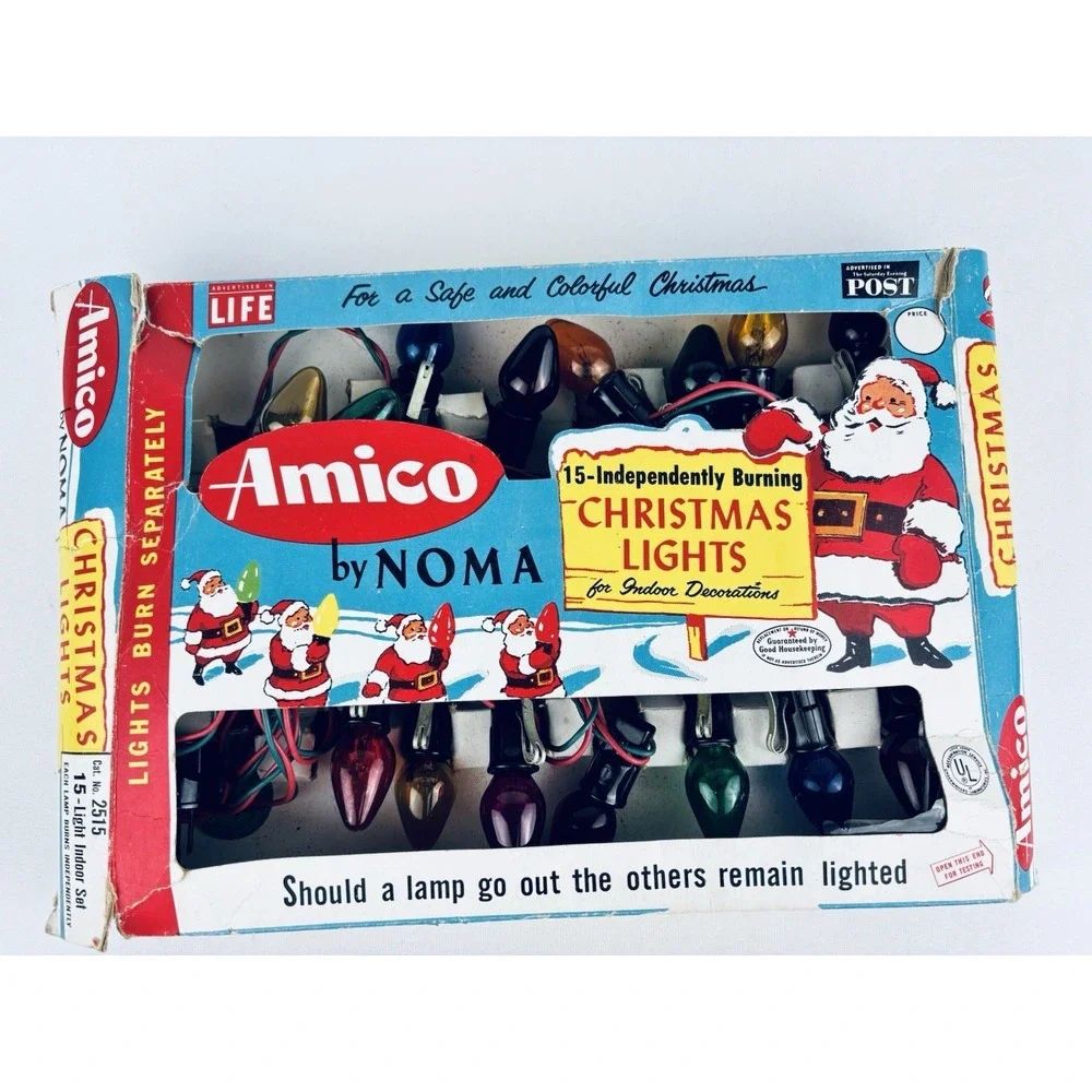 Vintage Amico by Noma 15 Indoor String Christmas Lights Catalog No. 2515